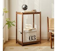 Supporto a torre per computer, carrello porta CPU a 2 livelli con base ventilata, carrello mobile da scrivania per host di computer, tavolino laterale per divano per soggiorno, marrone