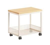 Supporto a torre per PC a 2 livelli con ruote di bloccaggio, struttura in metallo e ripiani in legno, carico massimo 150 kg, per ufficio, casa, aula