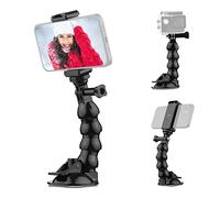 Supporto a ventosa flessibile da 16 cm, supporto per telefono con ventosa per parabrezza girevole a 360°, connettore a vite da 1/4 di pollice con supporto per telefono per smartphone fotocamera