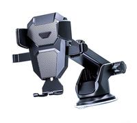 Supporto a ventosa per auto con rotazione a 360° e impugnatura in silicone antiscivolo per un fissaggio sicuro dello smartphone nei veicoli, nero