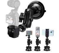 Supporto Action Camera a Ventosa per DJI Osmo Pocket 3, Magic Arm con Testa Sfera Adattatore di Espansione per Accessori Pocket3, Fori per ARRI 1/4", Supporto Auto con Porta Telefono e Adattatore