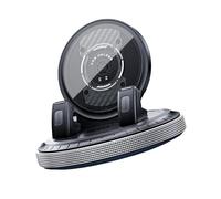 Supporto adesivo per auto con base rotante rotonda, argento | Corpo in ABS con clip per la visualizzazione e le chiamate sul desktop