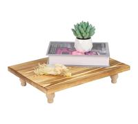 Supporto angolare in legno per la casa, alzata in legno naturale con strisce decorative, design rettangolare, perfetto per piante, sapone e piccoli oggetti