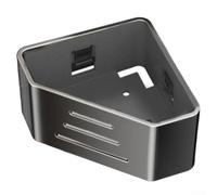 Supporto angolare per lavello senza foratura, supporto per spugna in metallo ad asciugatura rapida, per cucina e bagno, organizer antiruggine con fori di scarico, grigio, 18 x 13,5 cm (grigio)
