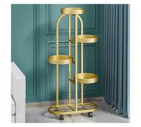 Supporto angolare per Piante in Metallo con Ruote per più Piante, espositore Alto per Piante per Patio, Soggiorno e Giardino, portafiori Dorato, Elegante e Funzionale por