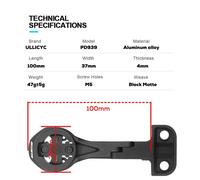Supporto Anteriore in Alluminio per Computer da Bici Compatibile con Manubrio Integrato Deda ALANERA per GPS/Garmin 1050/Bryton/Wahoo, Supporta 1050