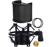 Supporto antiurto per microfono con filtro antipop, sospensione antivibrazione per microfono con clip per microfono dal diametro di 46 mm-51 mm