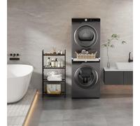 Supporto Asciugatrice Slide BLUNORD BA-4428 - Ripiano Estraibile in Legno 60x60 cm con Maniglia, Cinghie di Sicurezza e Binari in Acciaio - Base Universale per Lavatrici e Asciugatrici Standard