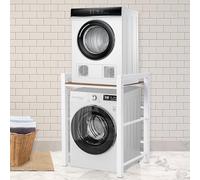 Supporto Asciugatrice Sopra Lavatrice, Mobile Lavatrice Asciugatrice 3 Regolabili in Altezza, Scaffale Lavatrice Portata 350 kg, Base Per Lavatrice Ideale Per Bagno (Bianco, 75x65x105cm)