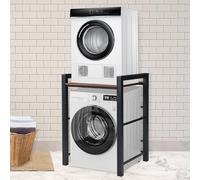 Supporto Asciugatrice Sopra Lavatrice, Mobile Lavatrice Asciugatrice 3 Regolabili in Altezza, Scaffale Lavatrice Portata 350 kg, Base Per Lavatrice Ideale Per Bagno (Nero, 75x65x105cm)
