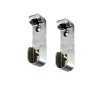 Supporto Asta Armadio, Set Reggitubo Laterale Asta Appendiabiti Ovale - Ganci Appendiabiti - Kit 2 pezzi avvitare ai lati interni dell’armadio o alla mensola superiore (Zama Cromata - Altezza 64mm)