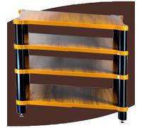 Supporto audio a 3 ripiani in legno con cuscinetti ammortizzanti, supporto multimediale per componenti Hi-Fi e mobile ad angolo TV per audio/video/media (60 x 48 x 70,5 cm)