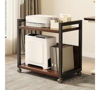 Supporto audio a 5 livelli con ruote regolabile AV media rack per casa, ufficio e studio, armadio stereo a torre marrone, 51 x 30 x 55 cm, ideale per riunioni e registrazioni