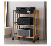 Supporto audio HiFi per home theater in bambù con ruote a 2/3/4/5 ripiani per apparecchiature AV Elegante mobile di posizionamento audio per sale multimediali