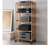 Supporto audio HiFi regolabile AV Media Stand Angolo TV Mensola Stereo Armadio CD & Gaming Storage Tower Console in legno per Home Entertainment L 28 "x H [Altezza]