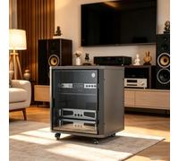 Supporto audio in legno con mensole regolabili per sistemi home theatre | Telaio in alluminio resistente, varie misure, organizzazione AV professionale(Gray,23.6x23.6x24.4in)