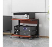 Supporto audio in teak con ruote, supporto AV a 2 livelli per giradischi, archiviazione DVD, mensola in legno per registratori stereo, supporto TV per soggiorno e sale giochi (50 x 40 cm)