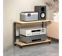 Supporto audio - Piccolo supporto stereo angolare in metallo e armadietto AV, versatile supporto multimediale per camera da letto e ufficio, piedini antiscivolo, ideale per libri e componenti