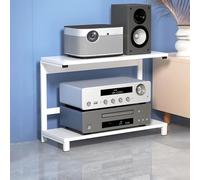 Supporto audio - Piccolo supporto stereo angolare in metallo e armadietto AV, versatile supporto multimediale per camera da letto e ufficio, piedini antiscivolo, ideale per libri e componenti