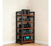 Supporto Audio Rack Hifi Armadio AV Supporto Multimediale Armadio For Componenti Audio Video Con Ruota Del Freno Rack Stereo A 5/6 Livelli(5-Tier D)