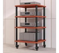 Supporto audio video HiFi a 4 livelli con ruote Armadio multimediale in legno per Home Office Theater Gaming TV Stand & Stereo Rack Corner Storage Solution Durevole ed elegante