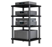 Supporto audio video HiFi a 4 livelli con ruote Armadio multimediale in legno per Home Office Theater Gaming TV Stand & Stereo Rack Corner Storage Solution Durevole ed elegante