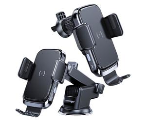 Supporto Auto 2 in 1 Forcell Ricarica Qi Ventosa e Ventola Nero
