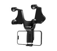 Supporto auto per smartphone fissaggio specchio retrovisore rotante LinQ nero