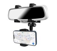 Supporto Auto per Smartphone Fissaggio Retrovisore Ruotabile 360° Nero