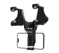 Supporto auto per smartphone fissaggio specchio retrovisore rotante LinQ nero