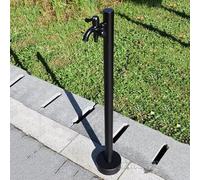 Supporto autoportante per tubo con doppio rubinetto e pistola a spruzzo per colonna d'acqua da giardino all'aperto, in acciaio antiruggine, supporto verticale per tubo da giardino per irrigazione e