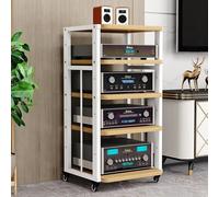 Supporto AV con 4 ripiani, regolabile, per soggiorno, sala giochi, studio musicale, mobile con ripiani, design moderno