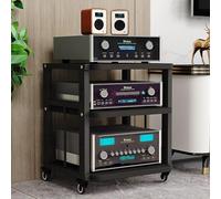 Supporto AV con 4 ripiani, regolabile, per soggiorno, sala giochi, studio musicale, mobile con ripiani, design moderno