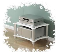 Supporto AV Ma a 2 livelli in legno per amplificatori Ste Conents e giradischi, ideale per casa, ufficio, teatro, DJ e router WiFi (bianco)