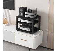 Supporto AV Ma a 3 ripiani da scrivania o rack per cuffie amplificatore e lettore CD, piccolo armadio Ste e rack Ma Sto HiFi (nero, lunghezza 40 cm)