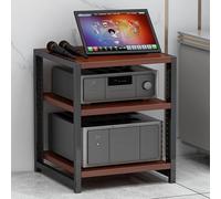 Supporto AV Ma regolabile in altezza a 3 livelli, in legno, per home theatre, amplificatore HiFi e giradischi, armadio aperto Sto Open Ma (marrone, 50 x 40 x 40 cm)