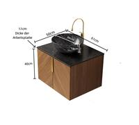 Supporto Bagno ARAI 61cm con Lavabo Nero e Piano in Sinterstein Mobile in Legno Espresso con 2 Ante Migliore Spazio e Stile