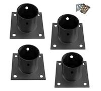 Supporto Base per palo Base Per Palo Per Lampada Da Esterno 20 25 30 35 40 50 60 70 80 90 100 MM, 4 Pezzi Ancoraggio Per Palo Per Pergola Industriale In Acciaio Inossidabile(Black,Dia 60mm)
