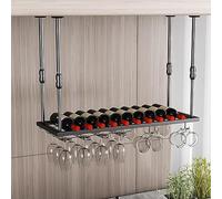 Supporto Calici Soffitto, Organizzatore Di Stoccaggio Di Bicchieri Di Vino | Portabicchieri Sospeso Nero/oro Semplice E Bello, 100 120 150 180 200cm Porta Calici In Ferro(Black,180CMX30CM)