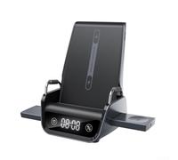 Supporto caricabatterie wireless 4 in 1 da 15 W, dock di ricarica rapida con orologio e supporto per orologio per smartphone e desktop, colore: nero