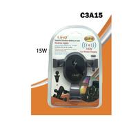 SUPPORTO CARICATORE AUTO PER SMARTPHONE CON RICARICA RAPIDA WIRELESS QI 15W C3A1