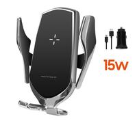 Supporto Cellulare Auto QI 15W da 4 a 6.8″ Caricatore Accendisigari e Cavo USB