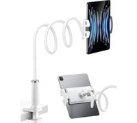 Supporto Collo di Cigno per Tablet e Telefono, Regolabile 4-11", Bianco | Braccio in metallo, 39". Per letto/divano/ufficio. Compatibile 4-11". Regolazione 360°, montaggio facile.