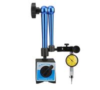 Supporto Comparatore a Quadrante, Base Magnetica Flessibile, 350mm | Doppia Asta con Blocco a Coda di Rondine, Scanalatura a V, Interruttore On/Off, Lega di Alluminio, Blu