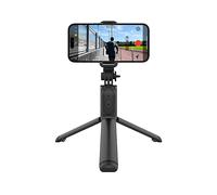 Crong SelfieGo Lite - Bastone per selfie Bluetooth compatto e treppiede, tripod, colore: Nero