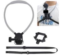 Supporto da collo per DJI OSMO Pocket 4/4P/3, supporto per fotocamera a mani libere con doppia porta cold shoe per registrazione video POV/Vlog (con cinghia anti-vibrazione)