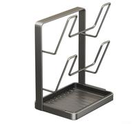 Supporto da cucina per coperchi di pentole, mestoli e libri di cucina, struttura in acciaio al carbonio con cuscinetti in gomma per evitare scivolamenti e proteggere le superfici del bancone (doppia