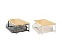 Supporto da cucina per microonde con cestello estraibile inferiore per pentole, utensili e utensili, robusto telaio in MDF e metallo (bianco)