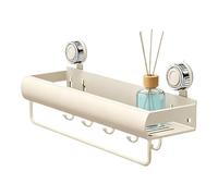 Supporto da doccia - Mensola portaoggetti 40 x 14,5 x 13 cm, organizer in acciaio al carbonio ABS, design moderno senza foratura, con ganci e barra portasciugamani | supporto da parete per piastrelle