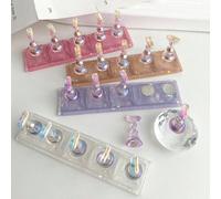 Supporto da esposizione ad angolo diamante rettangolare iridescente aurora in acrilico per arte di unghie, cristalli in resina con strass di stile retrò coreano a fiori con laser, per uso domestico e